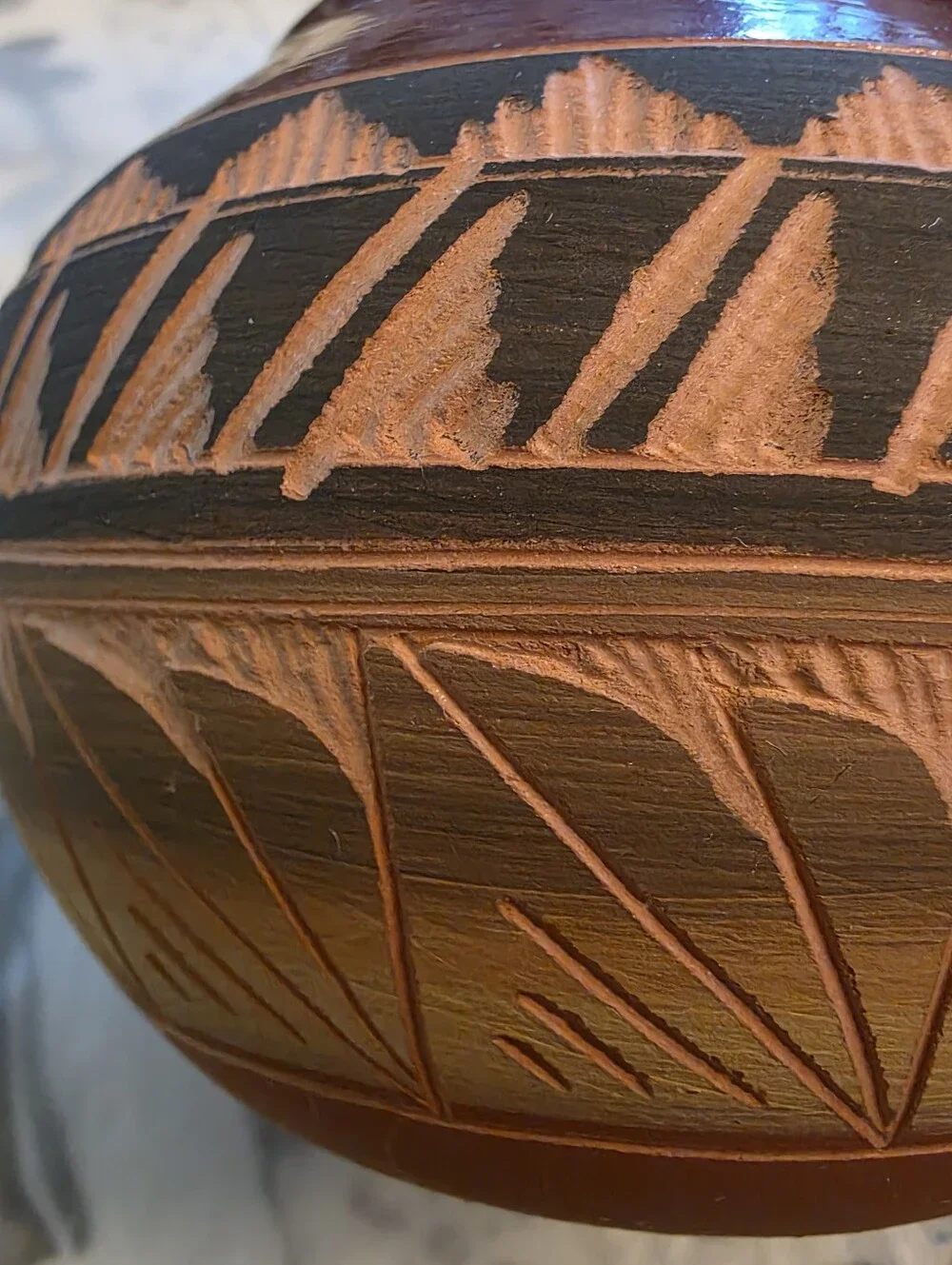 Authentic Laura Bahe Navajo Hand-Etched Pottery Vessel Southwest Art